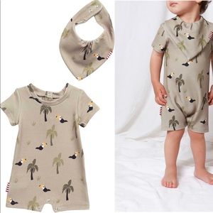 🌴🦜🦥SOOKI baby Toucans Romper & Bib Set🦥🦜🌴